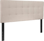Flash Furniture Bedford Box Stitch Tufted Upholstered Full Size Headboard in Beige Fabric