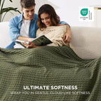 Bedsure Cooling Cotton Waffle Oversized King Blanket - Lightweight Breathable Rayon Derived from Bamboo for Hot Sleepers, Luxury Throws for Bed and Sofa, Green, 120x96 Inches