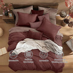 Monbix Full Size Comforter Set, Dark Red Bedding Comforter for Full Size Bed Set Reversible, Bedding Sets Full 7 Pieces, Cationic Dyeing Bed in a Bag with Comforter, Sheets, Pillowcases & Shams