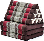 Leewadee - Comfortable Japanese Floor Mattress Used As Thai Floor Bed with Triangle Cushion, Futon Mattress Or Thai Massage Mat, 67 x 21 inches, Brown Red