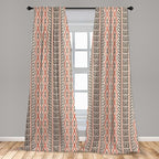 Ambesonne Southwestern Window Curtains, Traditional Vertical Borders Inspired by Prehistoric Art Ikat Style, Lightweight Decorative Panels Set of 2 with Rod Pocket, Pair of - 28" x 95", Brown Coral