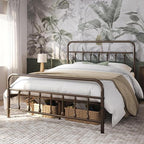 Yaheetech Classic Metal Platform Bed Frame Mattress Foundation with Victorian Style Iron-Art Headboard/Footboard/Under Bed Storage/No Box Spring Needed/Full Size Bronze
