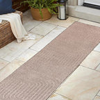 Eyely NCS101C-28 Odense High-Low Minimalist Angle Geometric Light Taupe 2 ft. x 8 ft. Indoor/Outdoor Runner Rug, for Home, Backyard, Patio, Porch, Bedroom, Kitchen, Living Room