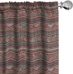 Ambesonne Boho Window Curtains, Hand Drawn Inspired Print of Triangles Colorful Latin American Folklore Motifs, Lightweight Decor 2-Panel Set with Rod Pocket, Pair of - 28" x 84", Maroon Coral