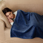 Exclusivo Mezcla Fleece Throw Blanket Extra Large, Super Soft and Warm Blankets for Couch, Sofa and Bed Waffle Textured, Cozy, Fuzzy and Lightweight (Navy Blue, 50x70 Inches)
