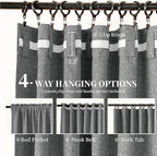 KangBang Extra Wide Blackout Curtains 72W, Faux Linen Back Tab Loop Pocket Pleated Light Blocking Black Out Drapes for Living Room Sliding Patio Door 8 FT Tall (Grey, W72xL96,2 Panels)