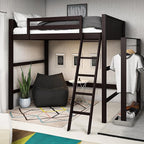 DHP Denver Full Size Loft Bed, Espresso Finish, Sturdy Wood Construction, Space-Saving Design, Kids Loft Bed