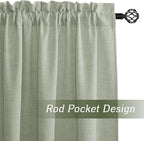 RYB HOME Linen Sheer Curtains and Drapes for Living Room 72 inches Length, Breathable Weave Textured/Rod Pocket Semi Sheer Curtains, Sage Green, W 52 x L 72 inches, 2 Panels Set