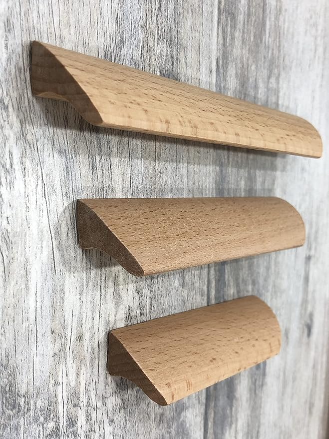 6Pcs Unfinished Wood Solid Furniture Pulls Handles,Unfinished Unpainted Paintable Wooden Handles Cupboard Closet Drawer Handle Pull,Length 3.54",Hole Dis.2.52"
