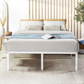 Best Price Mattress 16 Inch Metal Platform Bed Frame, Heavy Duty Steel Slats, White, Full