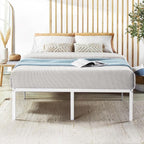 Best Price Mattress 18 Inch Metal Platform Bed Frame, Heavy Duty Steel Slats, White, King