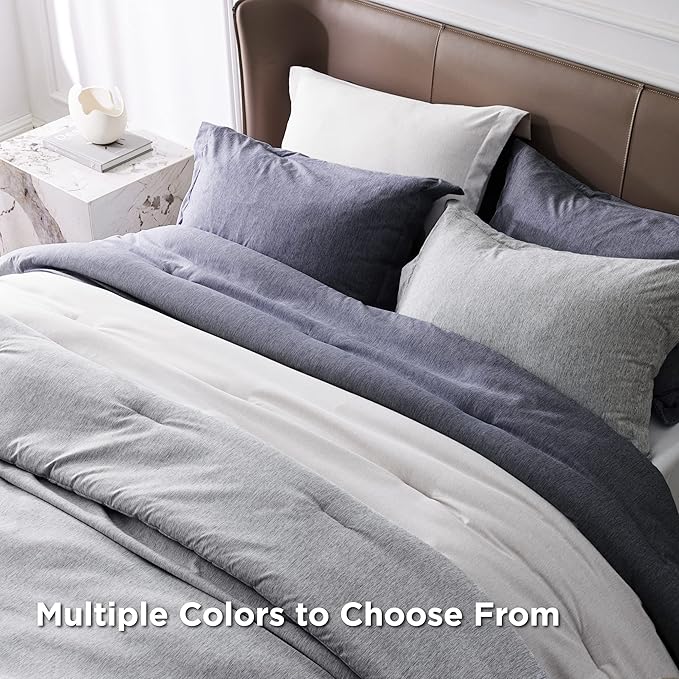 Bedsure Oversized Queen Comforter Set - Grayish White Soft Bedding for All Seasons, Cationic Dyed Bed Set, 3 Pieces, 1 Oversized Queen Size Comforter (98"x98") and 2 Pillow Shams (20"x36"+2")