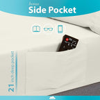 DREAMCARE Queen Sheet Set – 6 pcs Cooling Bed Sheets – up to 21” Deep Pocket Queen Sheets Set – 2500 Supreme Collection – Extra Soft 100% Brushed Microfiber Hotel Luxury with Side Pocket – Ivory