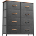 DWVO Dresser for Bedroom, Fabric Dresser with 8 Drawers, Tall Double Drawer Chest of Drawers for Closet, Living Room, Sturdy Steel Frame, Wooden Top, Easy Pull Handle