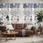 Ambesonne Geometric Floral Window Curtains Pack of 2, Classic Marble Print Ornate Leafy Flowers and Futurist Stripes, Lightweight Set with Rod Pocket, 4 Panels of - 28" x 95", Ceil Blue Laurel Green