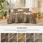 Bedsure Tufted Boho Comforter Set California King Size - Light Brown Boho Bed Set, GentleSoft™ 3 Pieces Farmhouse Shabby Chic Embroidery Bedding, Gifts for Woman, Jacquard Comforter for All Seasons