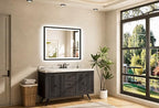 TETOTE LED Mirror for Bathroom Black Metal Frame 40x32 Frontlit & Backlit Lighted Vanity Mirror Baroque Gothic Anti Fog Stepless Dimmable White/Warm/Natural,CRI90+,Waterproof(Horizontal/Vertical)