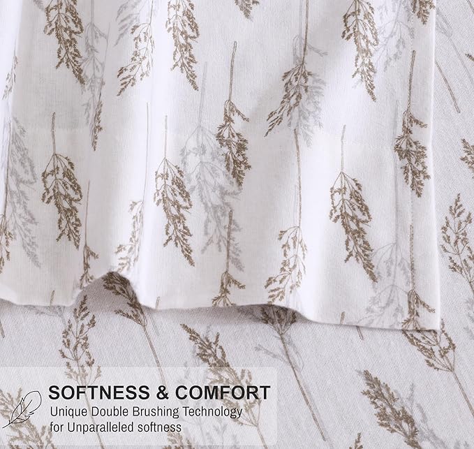 RUVANTI Flannel Sheets Twin Size - 100% Cotton Double Brushed Twin Sheets Set, Deep Pockets 16 Inches, All Seasons Breathable & Extra Soft Bed Sheets, Warm & Cozy, 3 Piece, Dried Straw
