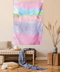 Lunarable Abstract Tapestry Queen Size, Paintbrush Watercolor Large Pastel Horizontal Stripes in Various Tones Boho Print, Wall Hanging Bedspread Bed Cover Wall Decor, Queen Size, Lilac Pink