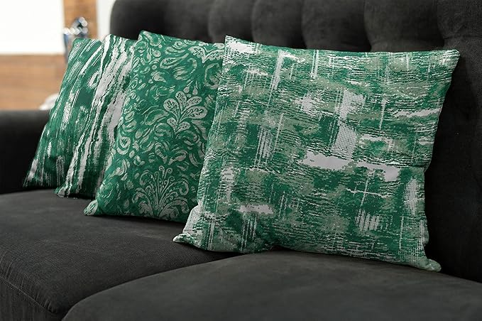 Ambesonne Vintage Throw Pillow Cushion Case Pack of 4, Abstract Grunge Effect Brushstrokes and Waving Striping Stains Paisley Drops, Modern Accent Double-Sided Digital Printing, 20", Forest Green