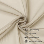 Chyhomenyc Taupe Sheer Curtains 96 inches Long 2 Panels, Light Filtering Soft Airy Solid Elegant Voile Window Treatment Drapes for Bedroom Living Room Wedding Party Decor, 42 Wx96 L, 8FT L