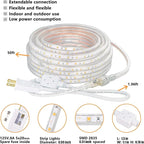 SURNIE LED Rope Lights Outdoor Waterproof Warm White, 50ft Outside Bright Lighting Cuttable Connectable Flexible 110V Cool Clear Flat 3000K, Indoor Deck Patio Christmas Camping Decor, Not Tube Rope