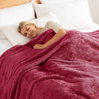 Exclusivo Mezcla Plush Fuzzy Fleece Bed Blanket Twin Size, Super Soft, Fluffy and Warm Blankets, Suitable for All Seasons (Deep Red, 90x66 Inches)