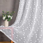 MYSKY HOME Pom Pom White Sheer Curtains for Bedroom Girls Room Curtains 84 Inches Long for Nursery Kids Light Filtering Boho Window Drapes, Rod Pocket, 52" Wide, 2 Panels
