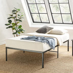 Best Price Mattress 16 Inch Metal Platform Bed Frame, Heavy Duty Steel Slats, Black, Twin