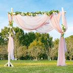 NICETOWN Romantic Wedding Ceremony Arch Decor Scarfs, Pink Ombre Sheer Scarf Curtains Window Valances for Girls Room/Bed Canopy/Birthday Party, 2 Pieces, W60 x L216