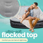 EZ INFLATE Air Mattress with Built in Pump - King Size Double-High Inflatable Mattress with Flocked Top - Easy Inflate, Waterproof, Portable Blow Up Bed for Camping & Travel