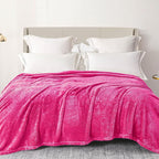 Exclusivo Mezcla Plush Fuzzy Fleece Bed Blanket Queen Size, Super Soft, Fluffy and Warm Blankets Suitable for All Seasons (Hot Pink, 90x90 Inches)