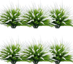 12 Bundles Outdoor Artificial Plants Flowers UV Resistant Fake Grass Plants Tropical Faux Bushes Shrubs for Home Front Porch Outside Planter Garden Landscape Décor