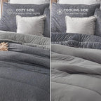 Bedsure King Comforter Set - Cooling and Warm Bed Set, Dark Grey Reversible Bedding for All Season, 3 Pieces, 1 King Size Comforter (102"x90") and 2 Pillow Cases (20"x36")