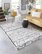 Rugs.com Morocco Collection Rug – 9' x 12' Ivory High-Pile Rug Perfect for Living Rooms, Large Dining Rooms, Open Floorplans