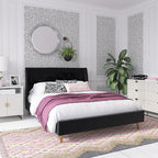 Novogratz The Her Majesty Upholstered Bed, Queen, Black Velvet