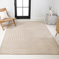 Eyely NCS101E-5 Odense High-Low Minimalist Angle Geometric Beige/Cream 5 ft. x 8 ft. Indoor/Outdoor Area Rug, for Home, Backyard, Patio, Porch, Bedroom, Kitchen, Living Room