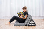 Leewadee 3-Fold Mat XXL with Triangle Cushion – Firm TV Pillow, Foldable Mattress with Cushion Made of Eco-Friendly Kapok, 67 x 31 inches, Black