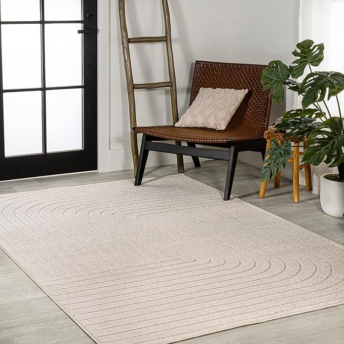 Eyely NCS101A-5 Scandinavian Odense Minimalist Angle Geometric Indoor Area Rug, Modern, Contemporary, Coastal, Bohemian, Bedroom, Kitchen, Living Room, Non Shedding, Ivory/Cream, 5' x 8'