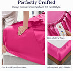 California Design Den Natural 100% Cotton Bed Sheets King Size Set - 400 Thread Count Sateen, Deep Pocket King Size Sheet Set, All Around Elastic, Soft, Cool and Durable Bedding - Hot Pink