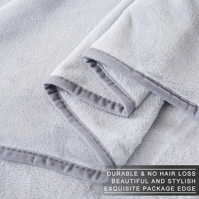 Polar Fleece Blankets King Size for The Bed Extra Soft Brush Fabric Super Warm Bed Blanket Lightweight Couch Blanket 90" x 108"(Light Gray King)