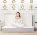 Folding Memory Foam Mattress, 4" Tri-fold with Breathable Washable Bamboo Fiber Cover, Foldable Guest Bed for Camping, Road Trip, Queen