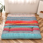 MAXYOYO Bohemian Retro Vintage Floral Japanese Futon Mattress Roll Up Tatami Floor Mat Foldable Bed Portable Camping Mattress Sleeping Pad Floor Lounger Couch Bed, King