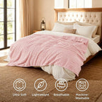 Bedsure GentleSoft Coral Pink Fleece Queen Blanket for Couch - Super Soft Cozy Blankets for Women, Cute Small Blanket for Girls, 90x90 Inches