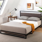 ZINUS Suzanne Bamboo and Metal Platform Bed Frame, 7-Inch Low Profile, Solid Steel Construction, No Box Spring Needed, Wood Slat Support, Easy Assembly, Grey Wash, Queen