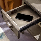 Laurent Narrow Solid Wood Side End Table with Shelf and Drawer, Smoke Gray Wash – Leick Home, 10506-GR