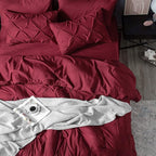 Bedsure Full Comforter Set Dark Red - Bed in a Bag Full Size Bedding Set 7 Pieces, GentleSoft™ Pintuck Bed Set Gift for Family, Pinch Pleat All Season Comforter with Sheets, Pillowcases & Shams