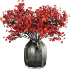 JAKY-Global Babys Breath Silk Artificial Flowers Bulk 12pcs for Fall Decor Fake Flower Bouquet Bulk for Home Kitchen Indoor Bouquet Floral Arrangement Table Centerpieces Party Decor(Burnt Red Brown)