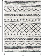 SAFAVIEH Arizona Shag Collection Accent Rug - 4' x 6', Ivory & Black, Moroccan Design, Non-Shedding & Easy Care, 1.6-inch Thick Ideal for High Traffic Areas in Entryway, Living Room, Bedroom (ASG741Z)