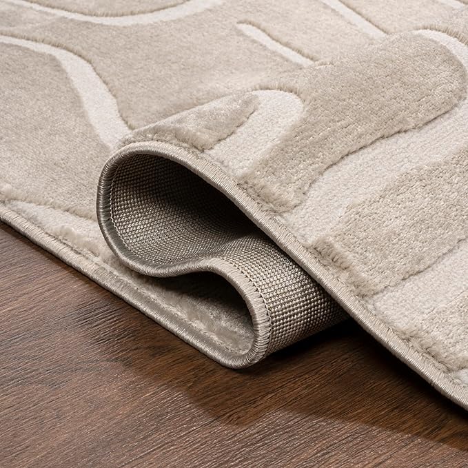JONATHAN Y Graphic Lines High-Low Runner Rug 2X8 Beige/Cream, Alcina Modern Scandinavian for Living Room, Bedroom, Kitchen, Easy-Cleaning, High Traffic, Pet-Friendly, Non-Shedding SND102A-28